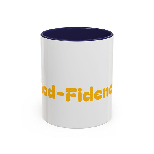 Accent Coffee Mug — 'Good-Fidence' Retro Yellow Typography Coffee Mug