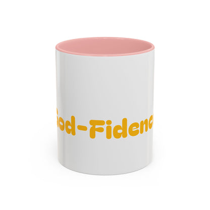 Accent Coffee Mug — 'Good-Fidence' Retro Yellow Typography Coffee Mug