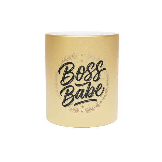 Boss Babe Metallic Mug — Gold Silver Coffee Cup for Female Entrepreneurs