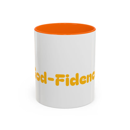 Accent Coffee Mug — 'Good-Fidence' Retro Yellow Typography Coffee Mug