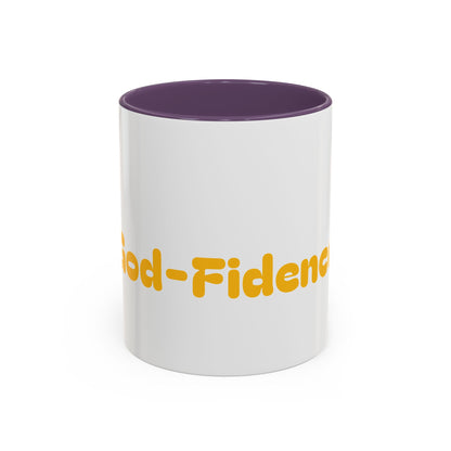 Accent Coffee Mug — 'Good-Fidence' Retro Yellow Typography Coffee Mug