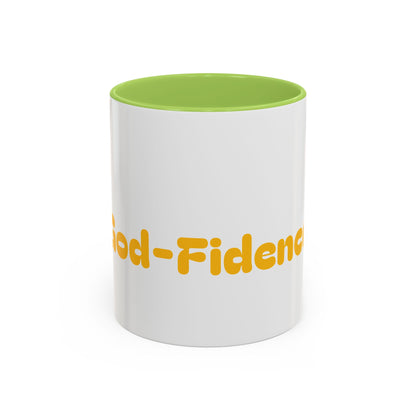Accent Coffee Mug — 'Good-Fidence' Retro Yellow Typography Coffee Mug