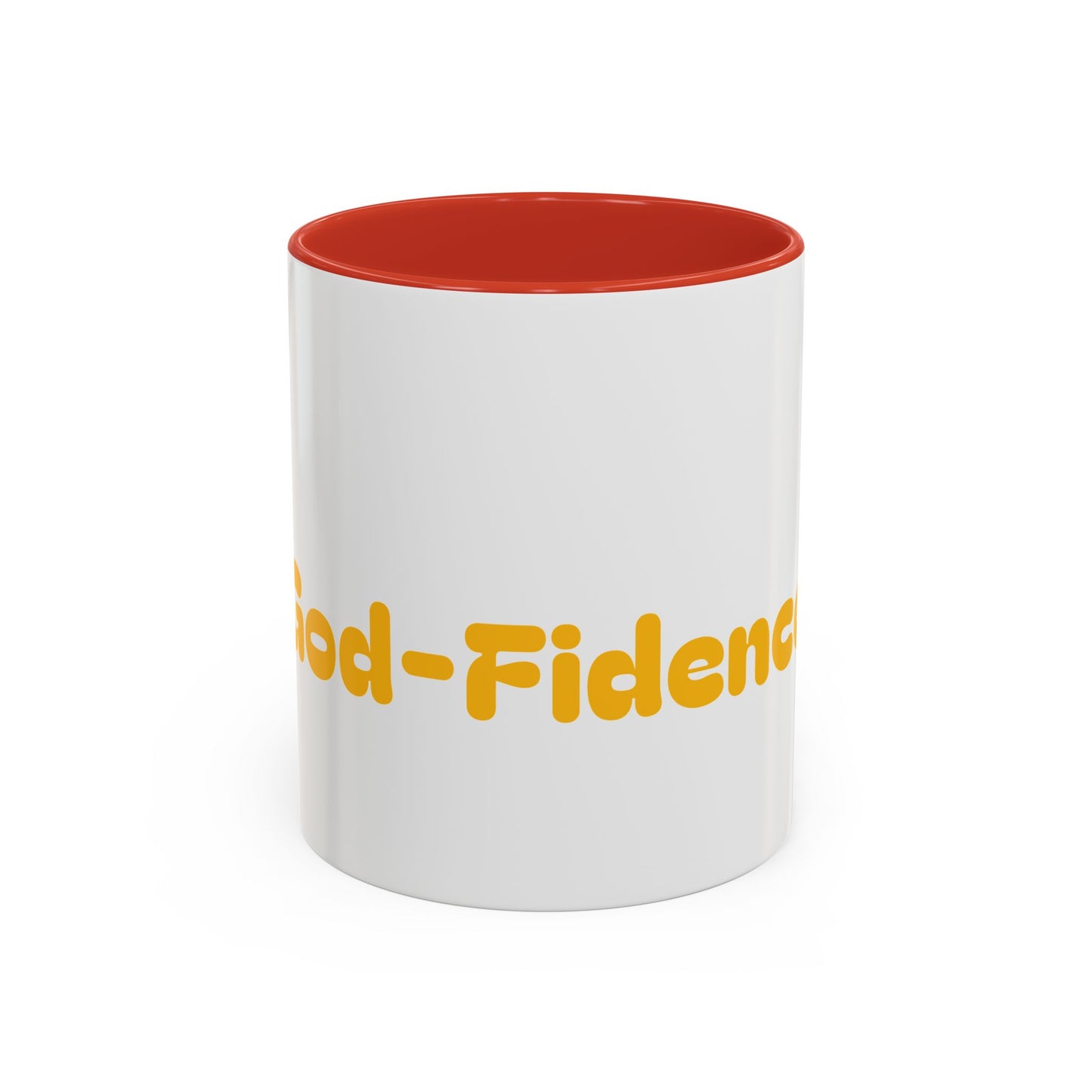 Accent Coffee Mug — 'Good-Fidence' Retro Yellow Typography Coffee Mug