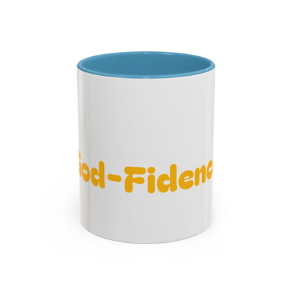 Accent Coffee Mug — 'Good-Fidence' Retro Yellow Typography Coffee Mug