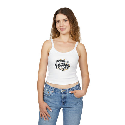 Proverbs 31 Woman Spaghetti Tank Top — Faith-Based Christian Crop Tank