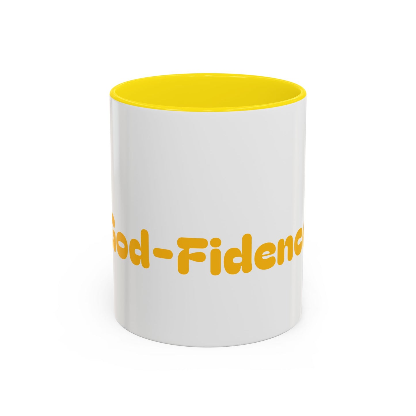 Accent Coffee Mug — 'Good-Fidence' Retro Yellow Typography Coffee Mug