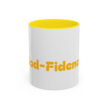 Accent Coffee Mug — 'Good-Fidence' Retro Yellow Typography Coffee Mug