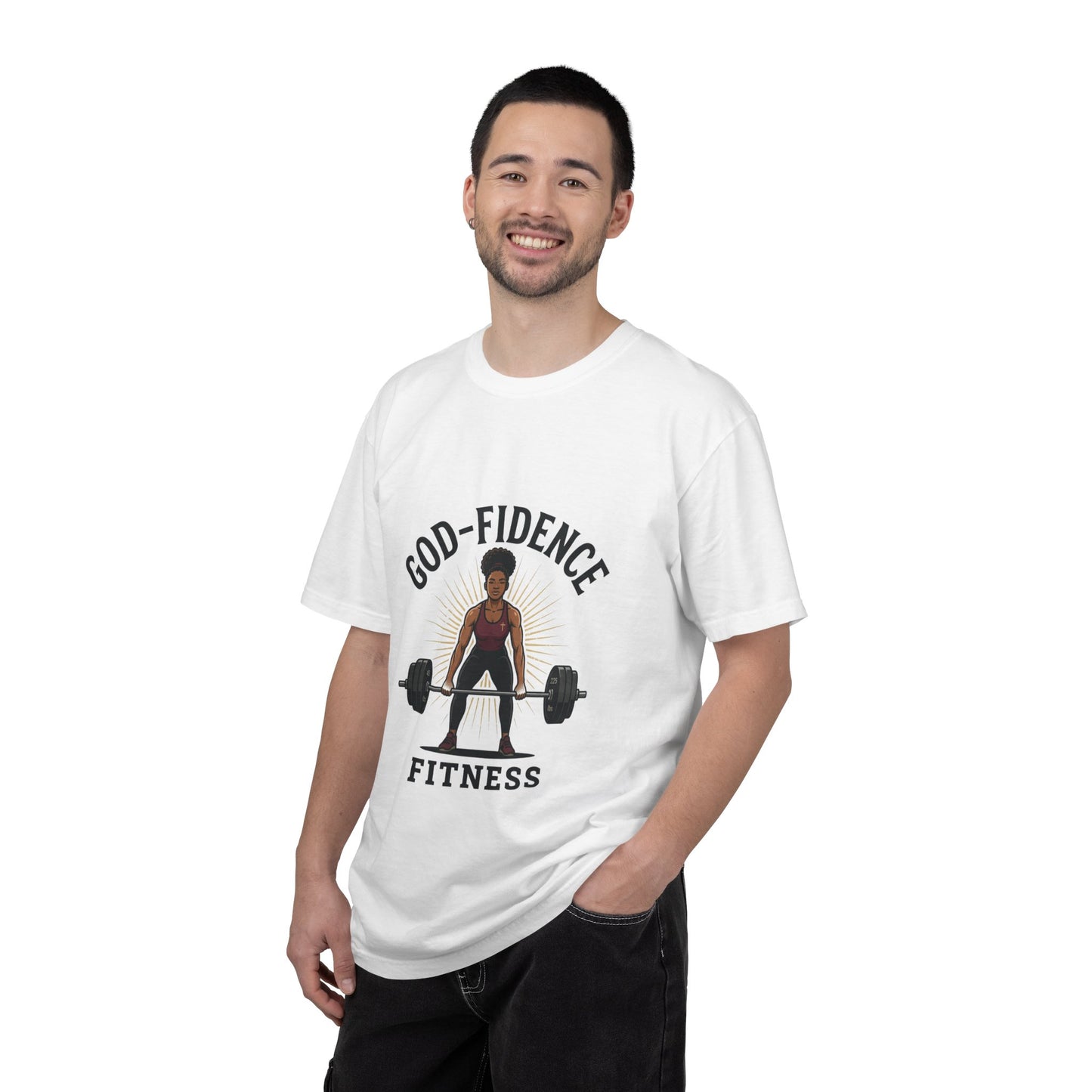 Fitness T-Shirt — "God-fidence Fitness" Inspirational Weightlifting Tee