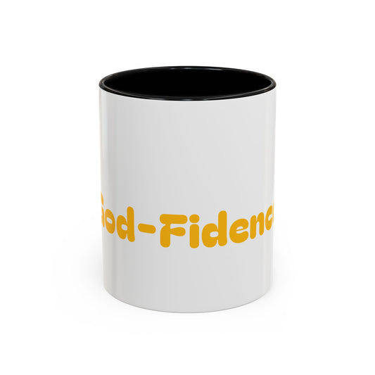 Accent Coffee Mug — 'Good-Fidence' Retro Yellow Typography Coffee Mug