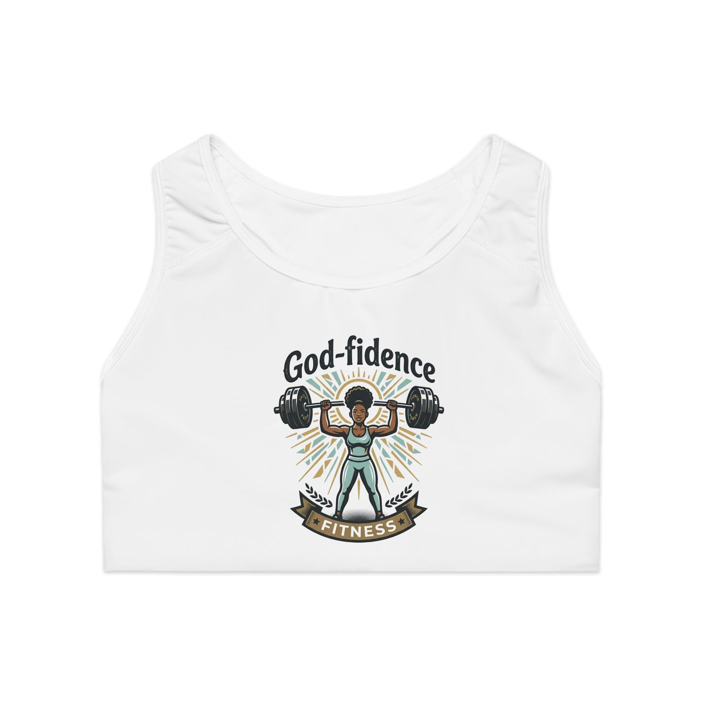 God-fidence Fitness Sports Bra — Inspirational Christian Workout Gear