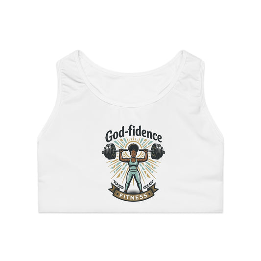 God-fidence Fitness Sports Bra — Inspirational Christian Workout Gear