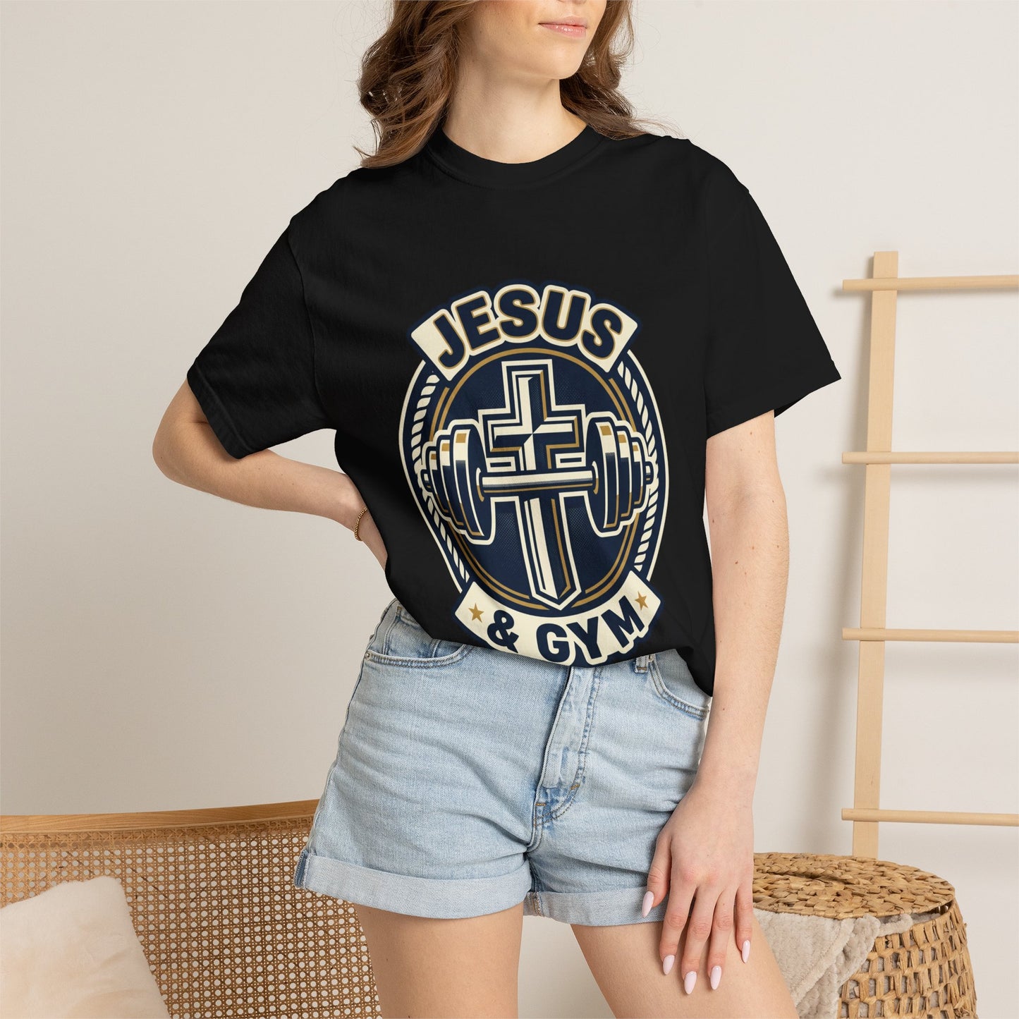 Jesus & Gym T-Shirt — Christian Fitness Cross Tee