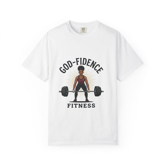 Fitness T-Shirt — "God-fidence Fitness" Inspirational Weightlifting Tee
