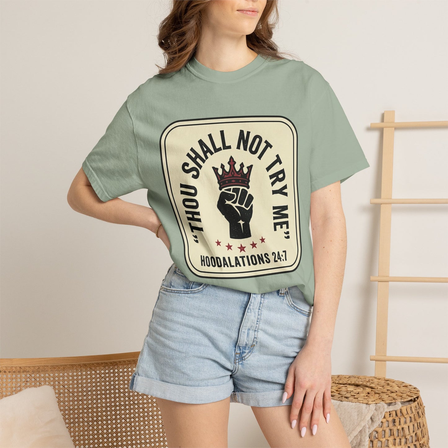 Thou Shall Not Try Me T-Shirt — 'Hoodalations 24:7' Vintage Fist Graphic
