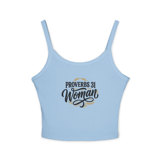 Proverbs 31 Woman Spaghetti Tank Top — Faith-Based Christian Crop Tank